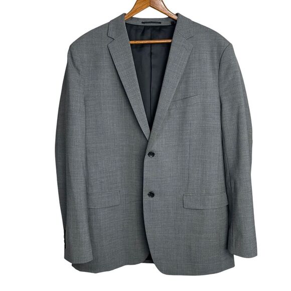 Theory Mens Blazer Size 46 Long Gray Wool Sport Coat Jacket Two